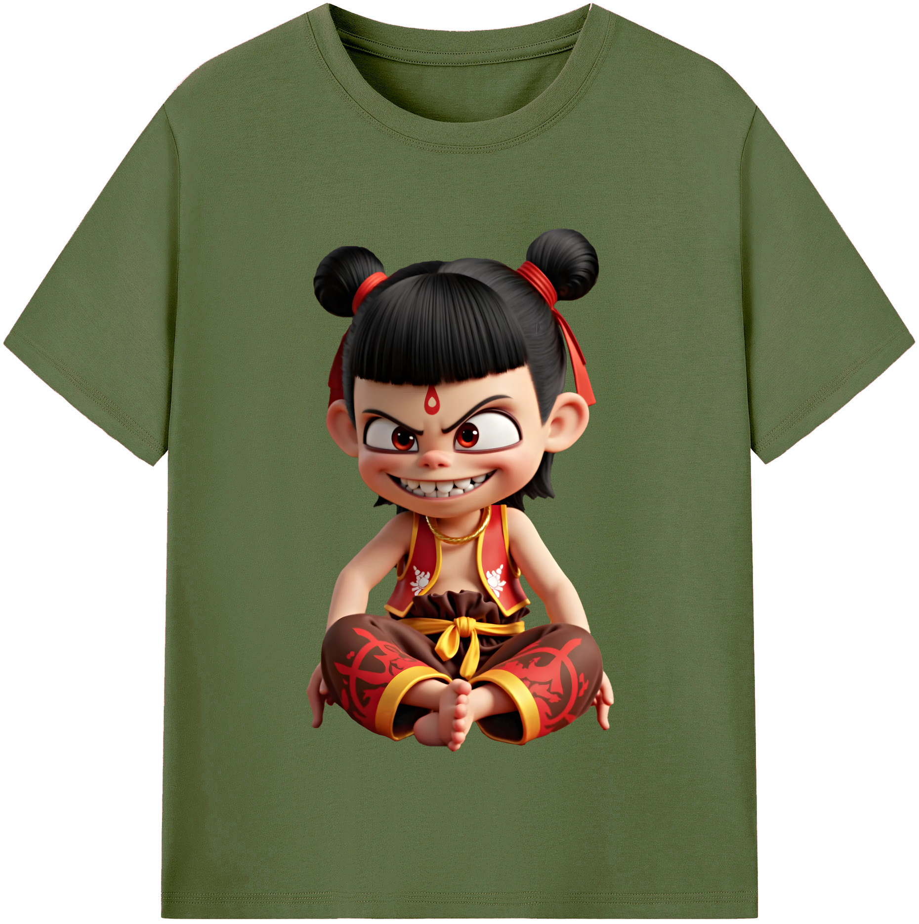 （画像用） Ne Zha 2 ナタ 魔童の大暴れ 綿100％半袖Tシャツ（フロントプリント）